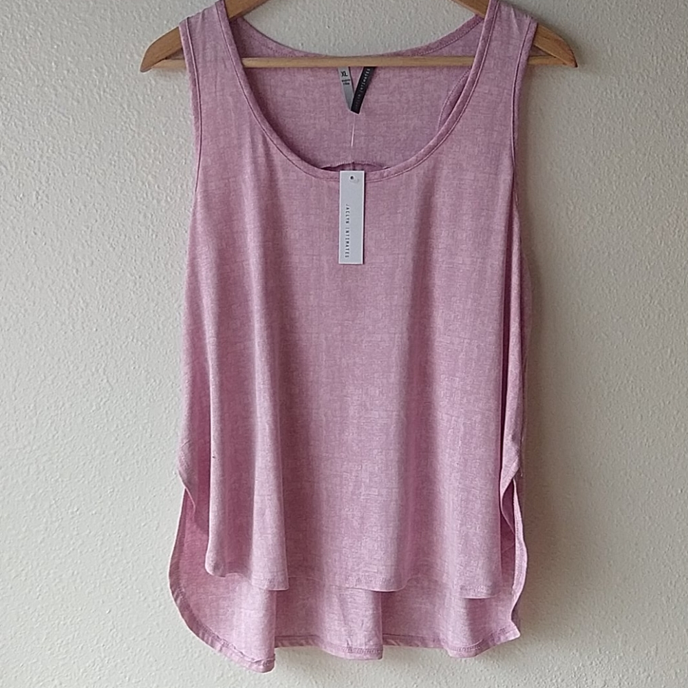 Jaclyn Intimates Super Soft Hi-Lo Sleepwear Tank Top Shirt Pink XL